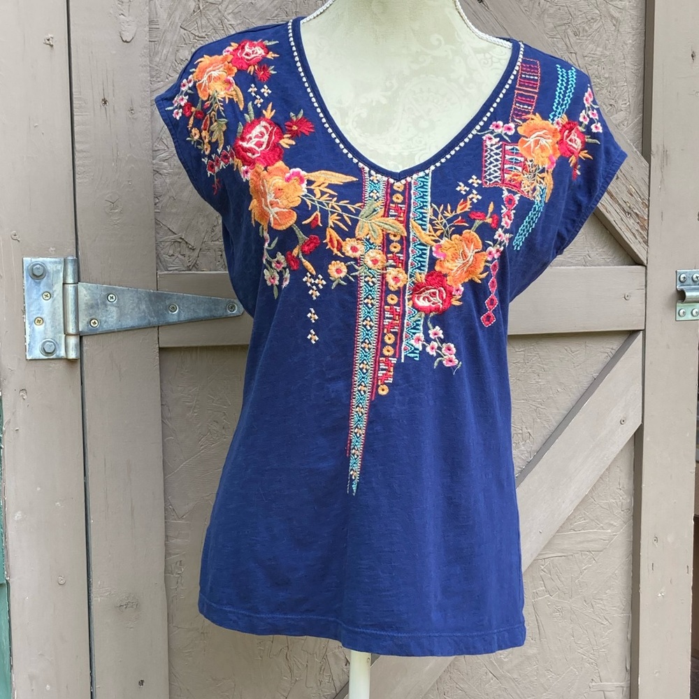 Embroidered blue shirt